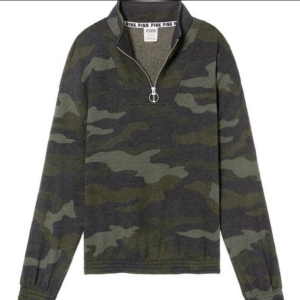 Victoria's Secret PINK Camo Quarter Zip Pullover